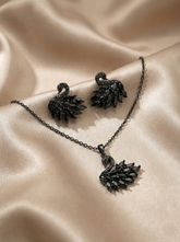Crystal Swan Pendant Set with Matching Earrings