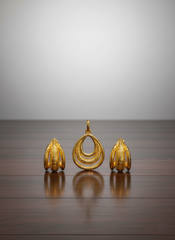 Dubai Style Gold-Tone Pendant and Earring Set