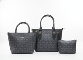 3-Pcs Combo Tote & Satchel Set - Charcoal/Black