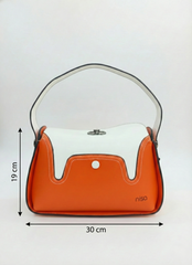 Nisa Modern Satchel Bag & Wallet Set – Tangerine/White