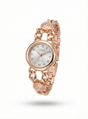 Nisa Elegant Rose Gold Chain-Link Women's Watch