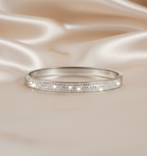Nisa Premium Silver Polish Delicate Three-Line Design With Diamond Studded Bracelet For Women and Girls