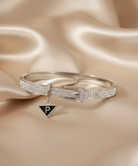 Nisa Premium Silver-Polish Delicate Belt Design With Diamond Studded Bracelet For Women and Girls