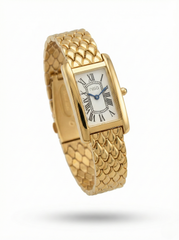 Nisa Gold-Tone Vintage Edition Ladies Watch – Rectangular Dial with Textured Belt