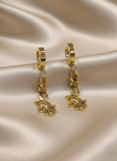 Stainless Steel Golden Hoops-Chain Link