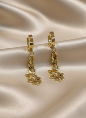 Stainless Steel Golden Hoops-Chain Link
