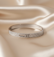 Nisa Premium Silver-Polish Evil-Eye Design With Diamond Studded Bracelet For Women and Girls