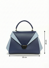 Nisa Dual-Tone Geometric Satchel Bag – Navy & Sky