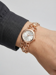 Nisa Elegant Rose Gold Chain-Link Women's Watch