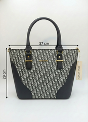 3-Pcs Combo Tote & Satchel Set - Blue with Black Print