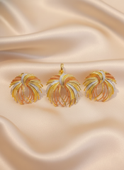 Dubai Style Gold-Tone Pendant and Earring Set