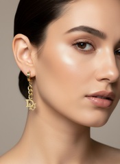 Stainless Steel Golden Hoops-Chain Link