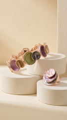 Nisa Artisan Pastel Glaze Textured Bracelet and Ring Jewelry Set