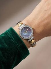 Nisa Designer Two-Tone Women’s Watch with Crystal Accents – Gold & Silver