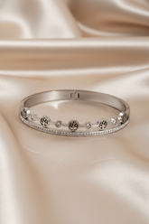 Nisa Premium Silver-Polish Tree Shape Design With Diamond Studded Bracelet For Women and Girls