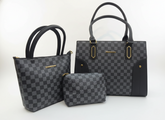 3-Pcs Combo Tote & Satchel Set - Slate & Onyx