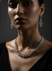NISA Pink & Zirconia Statement AD Necklace