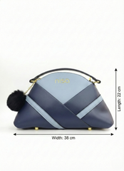 Nisa Blue Tri-Tone Azure Satchel Bag & Wallet Set