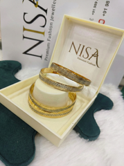 NISA Radiance Series β Two-Tone Textured Gold (Set of 4) Bangles