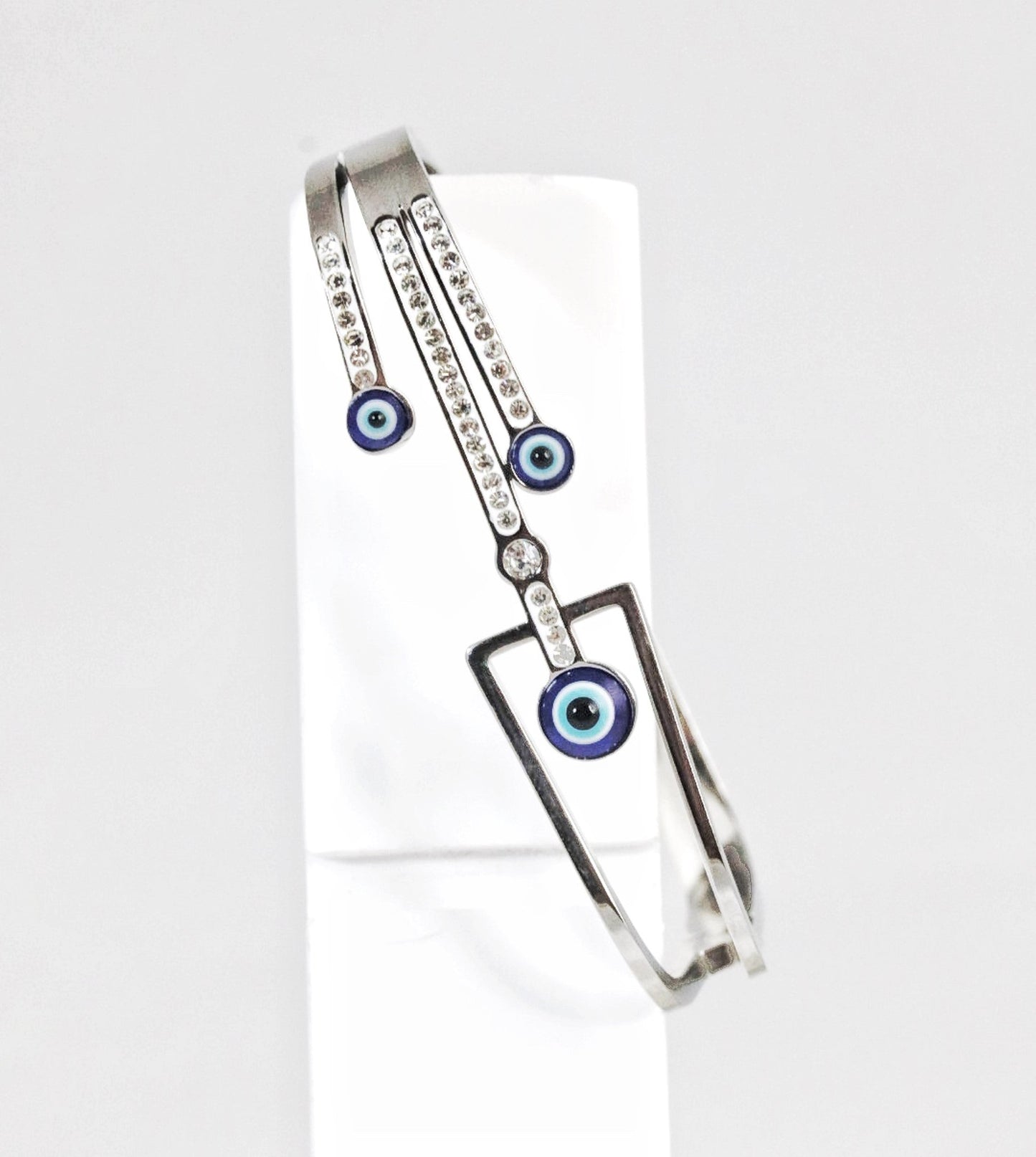 P-Nisa Premium Silver Polish Evil-Eye Design With Diamond Studded Bracelet For Women and Girls