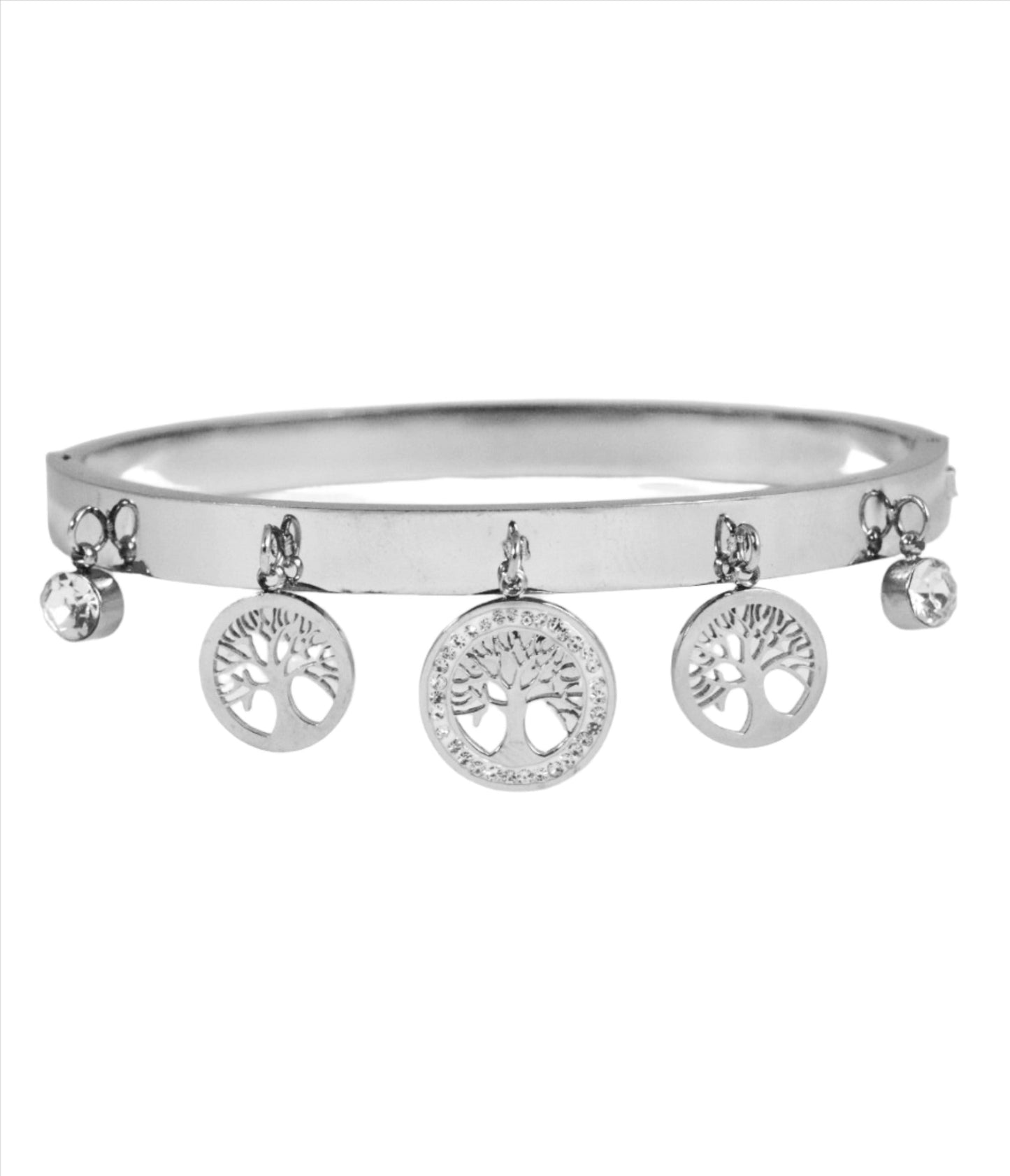 P-Nisa Premium Silver-Polish Hanging Tree Shape Design With Diamond Studded Bracelet For Women and Girls