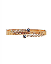 Nisa Premium Rose-Gold Polish Evil-Eye Design With Diamond Studded Bracelet For Women and Girls