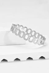 Nisa Premium Silver-Polish Joint-Chain Design With Diamond Studded Bracelet For Women and Girls