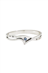 Nisa Premium Silver-Polish Delicate Evil-Eye Design With Diamond Studded Bracelet For Women and Girls