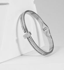 Nisa Premium Silver-Polish Choker Design With Diamond Studded Bracelet For Women and Girls