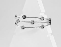 Nisa Premium Silver-Polish Tree Rings Design In Wire Bracelet For Women and Girls