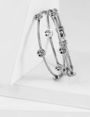 Nisa Premium Silver-Polish Tree Rings Design In Wire Bracelet For Women and Girls