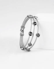 Nisa Premium Silver-Polish Roman-Numbers Rings Design In Wire Bracelet For Women and Girls