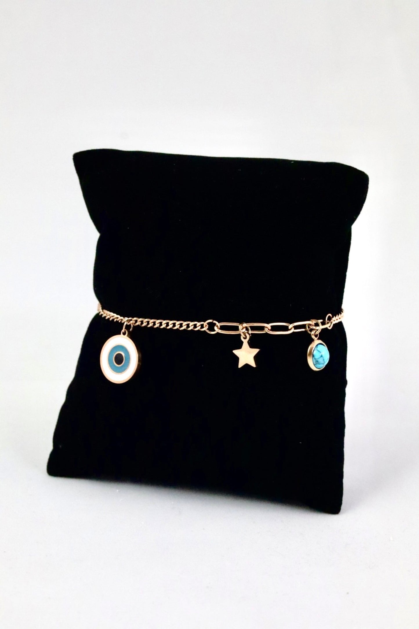 P-Nisa Premium Rose-Gold Polish Evil-Eye Design With Blue Bead Studded Bracelet For Women and Girls