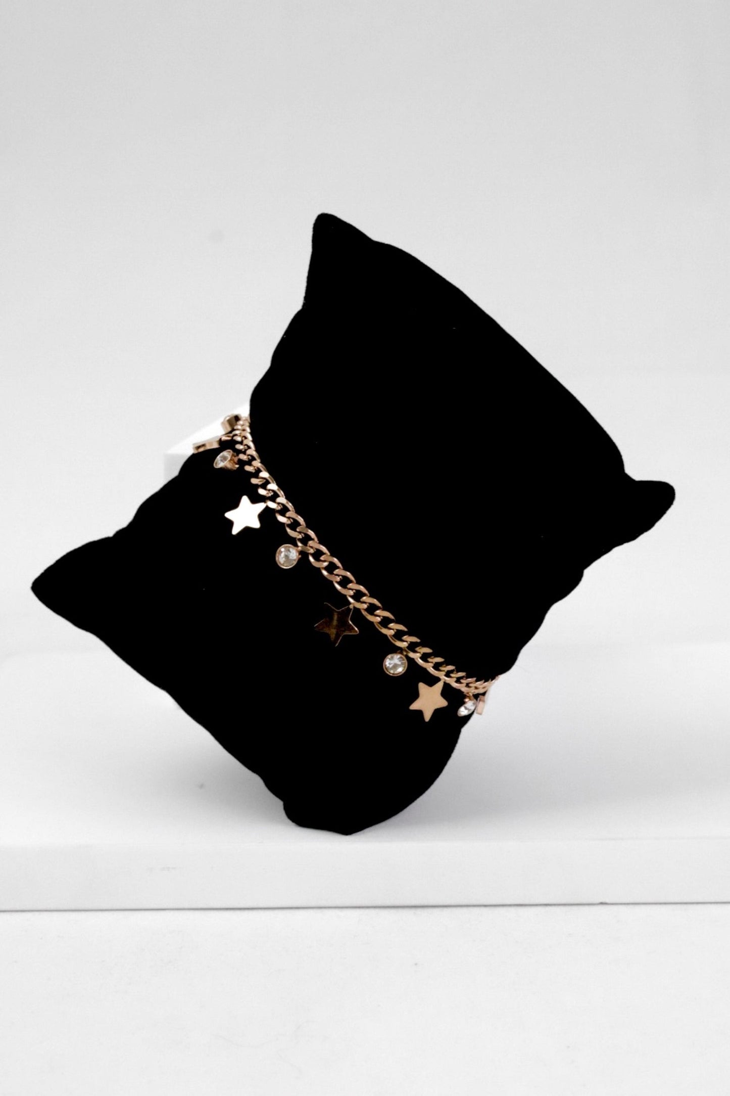 P-Nisa Premium Rose-Gold Polish Sterling Star Design With Diamond Studded Bracelet For Women and Girls