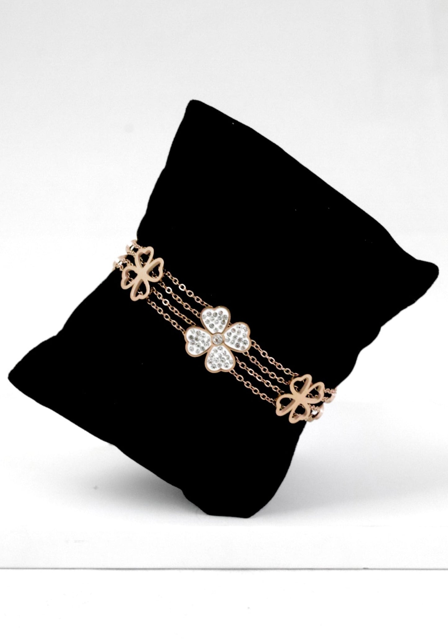 P-Nisa Premium Rose-Gold Polish Delicate Flower Design With Diamond Studded Bracelet For Women and Girls
