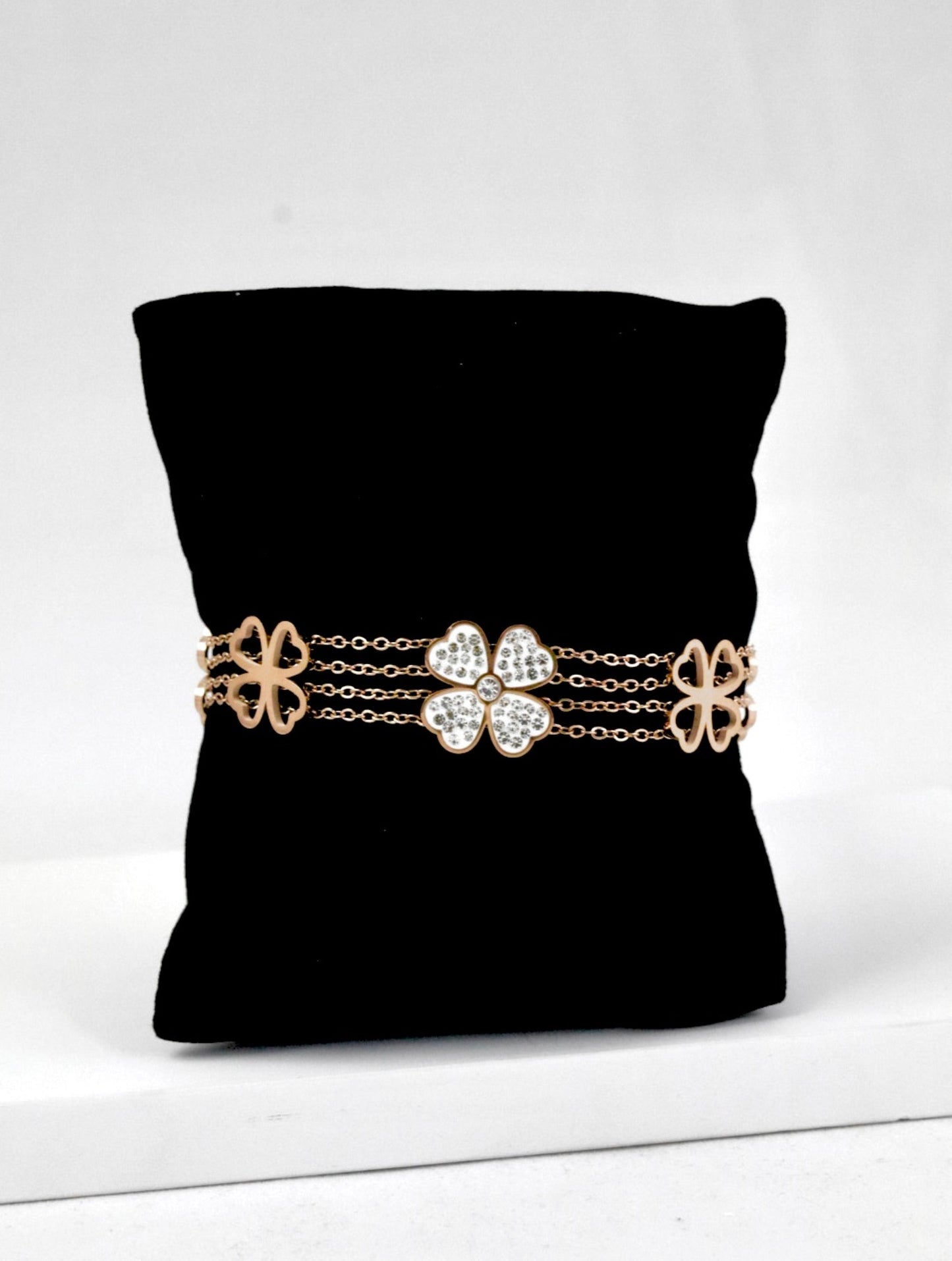 P-Nisa Premium Rose-Gold Polish Delicate Flower Design With Diamond Studded Bracelet For Women and Girls