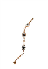 Nisa Premium Rose-Gold Polish Evil-Eyes Design With Diamond Studded Bracelet For Women and Girls
