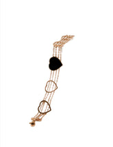Nisa Premium Rose-Gold Polish Delicate Heart Design With Black Ceramic Studded Bracelet For Women and Girls