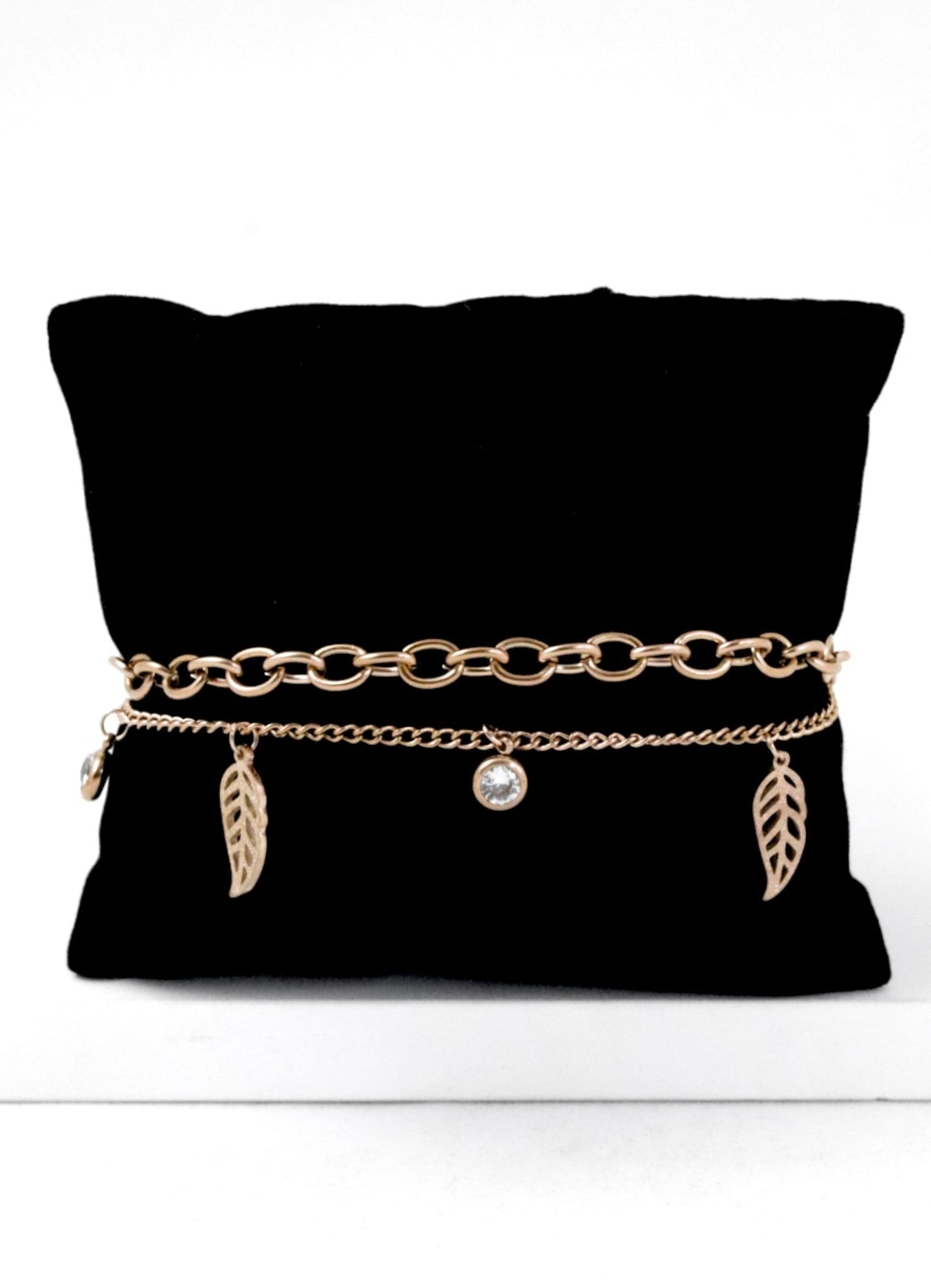 P-Nisa Premium Rose-Gold Polish Too Delicate Leaf Design With Diamond Studded Bracelet For Women and Girls