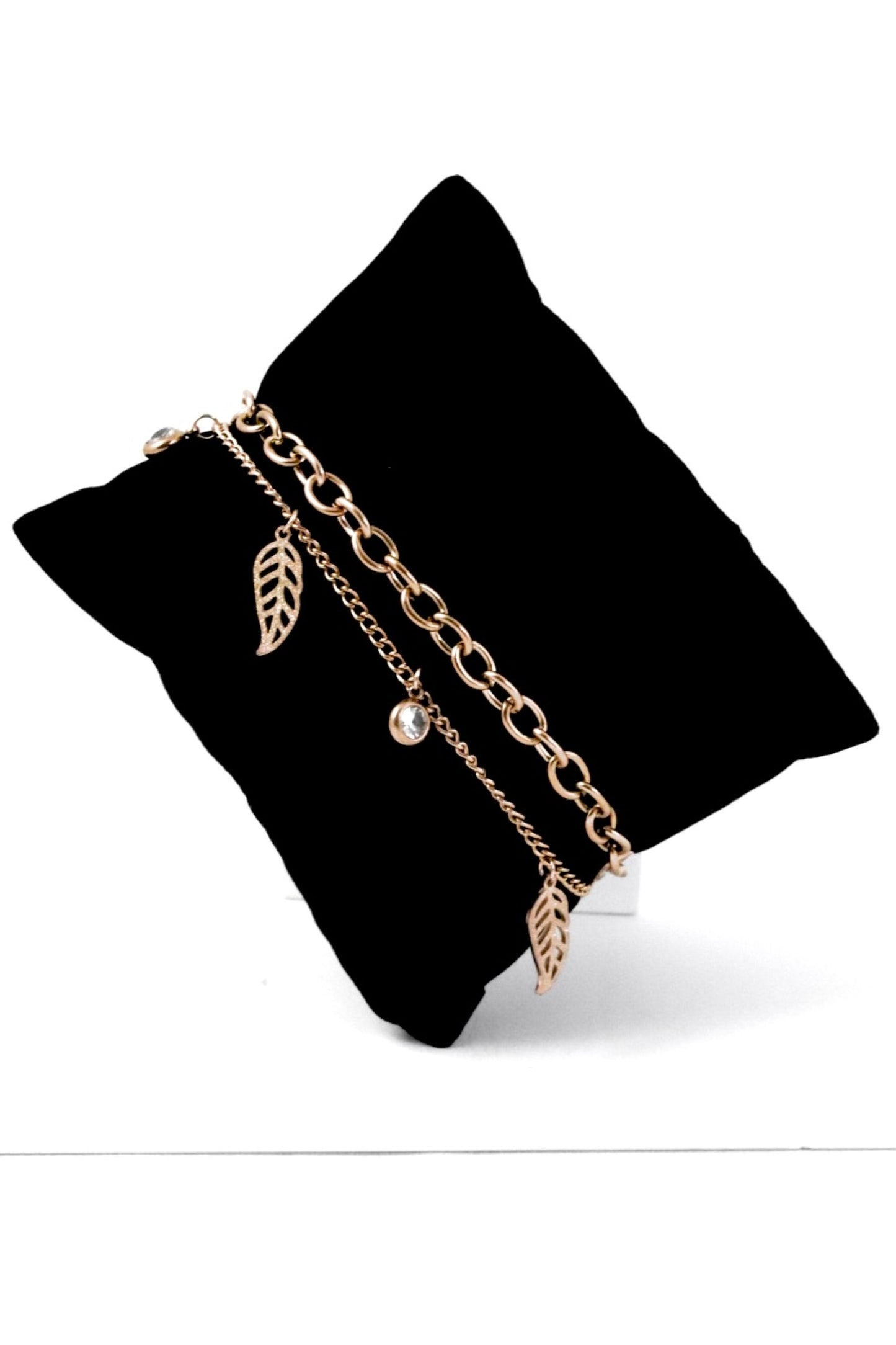 P-Nisa Premium Rose-Gold Polish Too Delicate Leaf Design With Diamond Studded Bracelet For Women and Girls