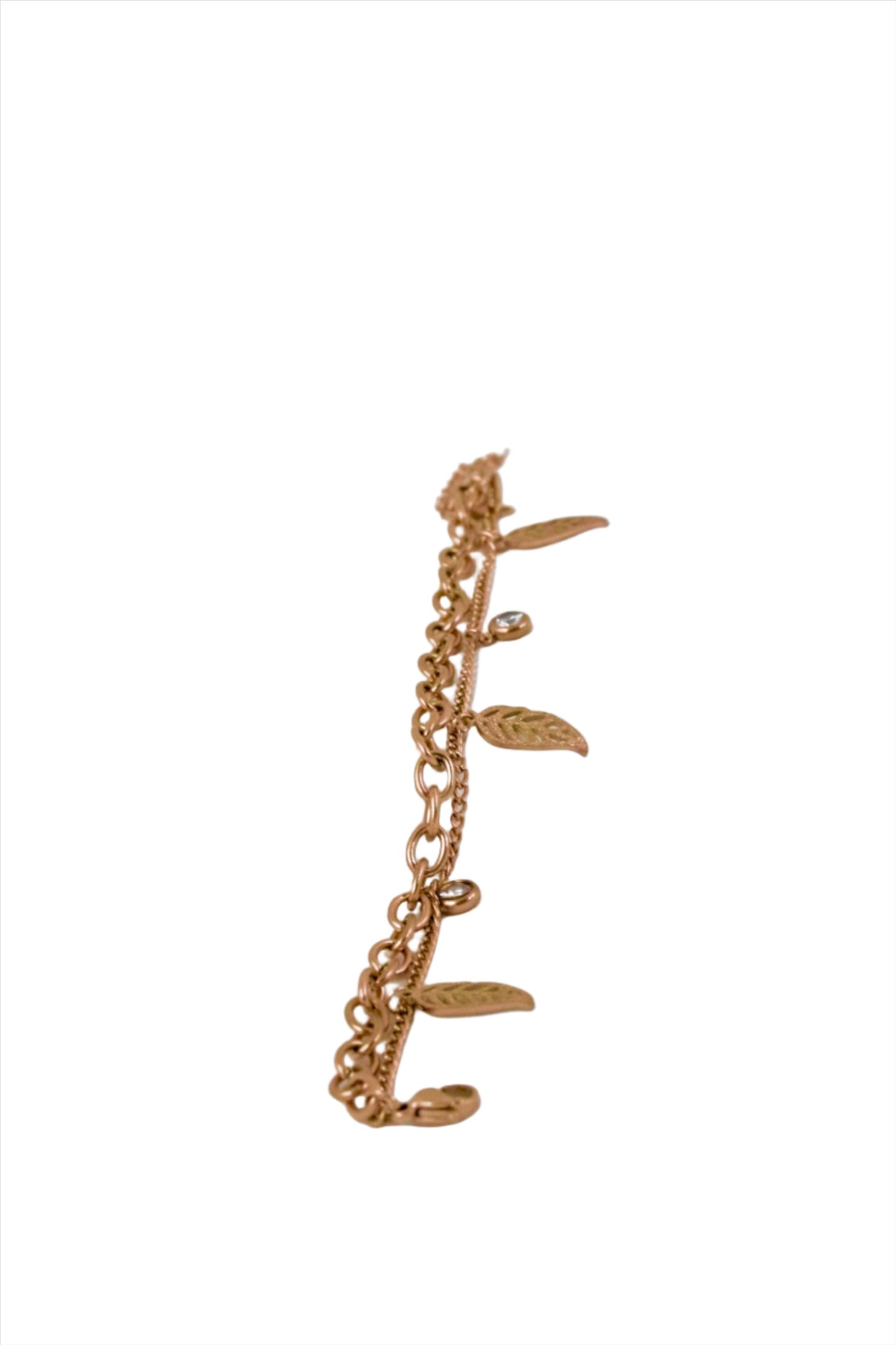 P-Nisa Premium Rose-Gold Polish Too Delicate Leaf Design With Diamond Studded Bracelet For Women and Girls