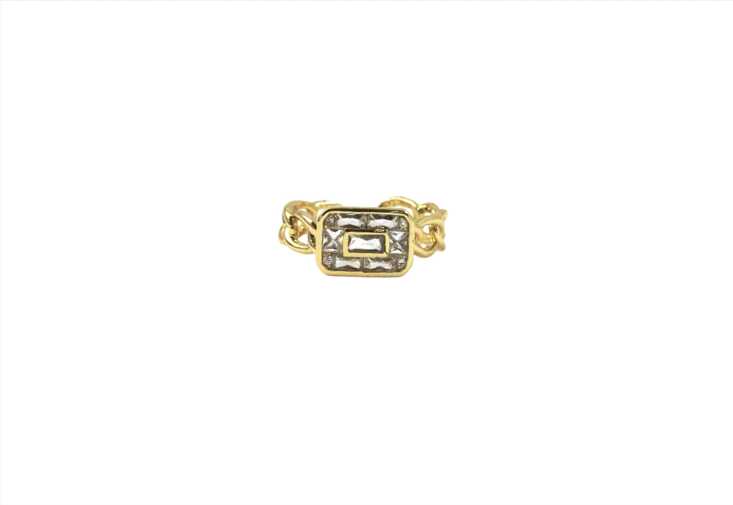 P-Nisa Premium Golden-Polish Chain Design With Diamonds Studded Fingering For Women and Girls