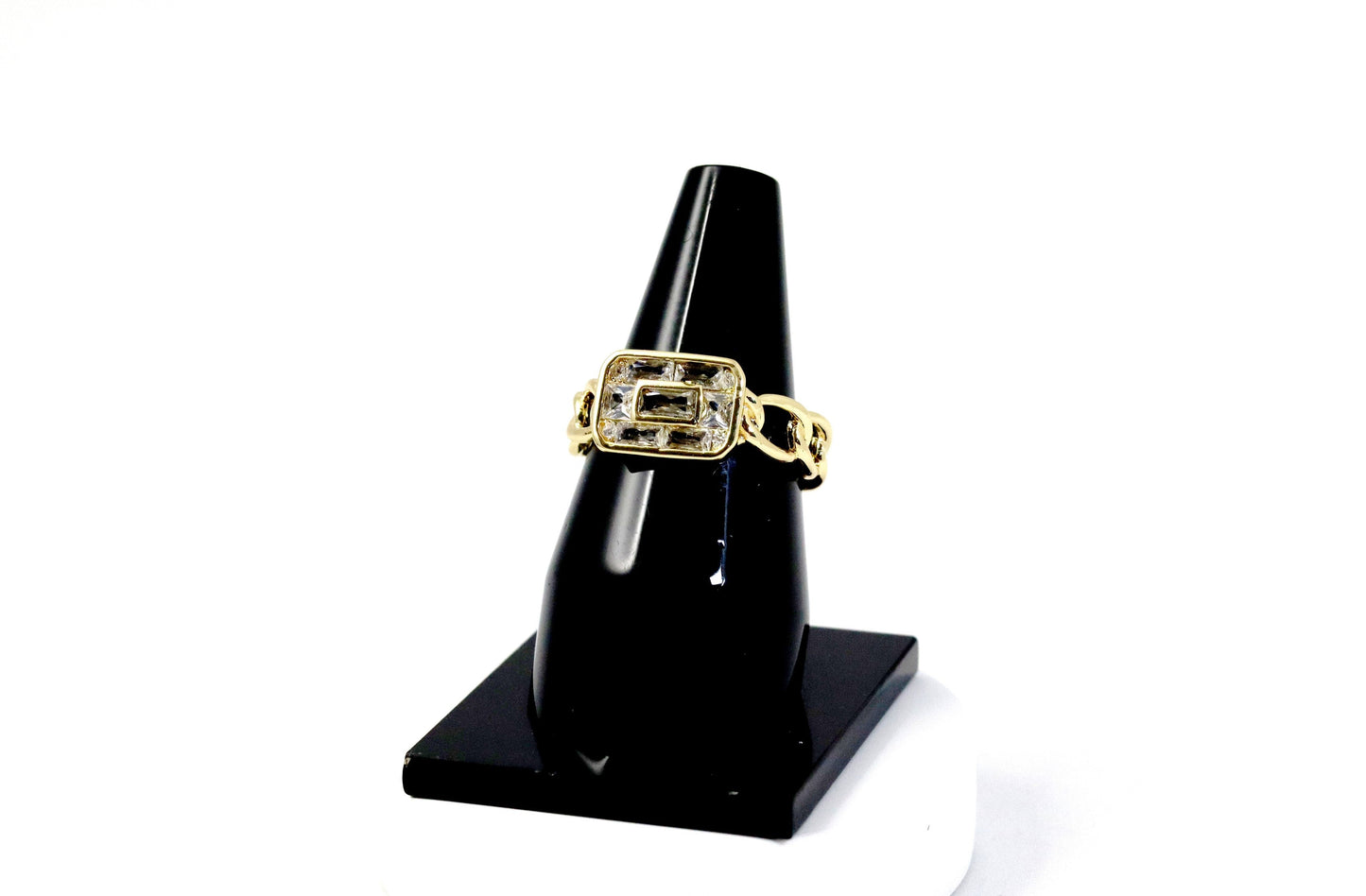 P-Nisa Premium Golden-Polish Chain Design With Diamonds Studded Fingering For Women and Girls