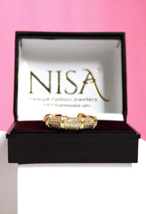 Nisa Premium Golden-Polish Delicate Design With Diamonds Studded Fingering For Women and Girls