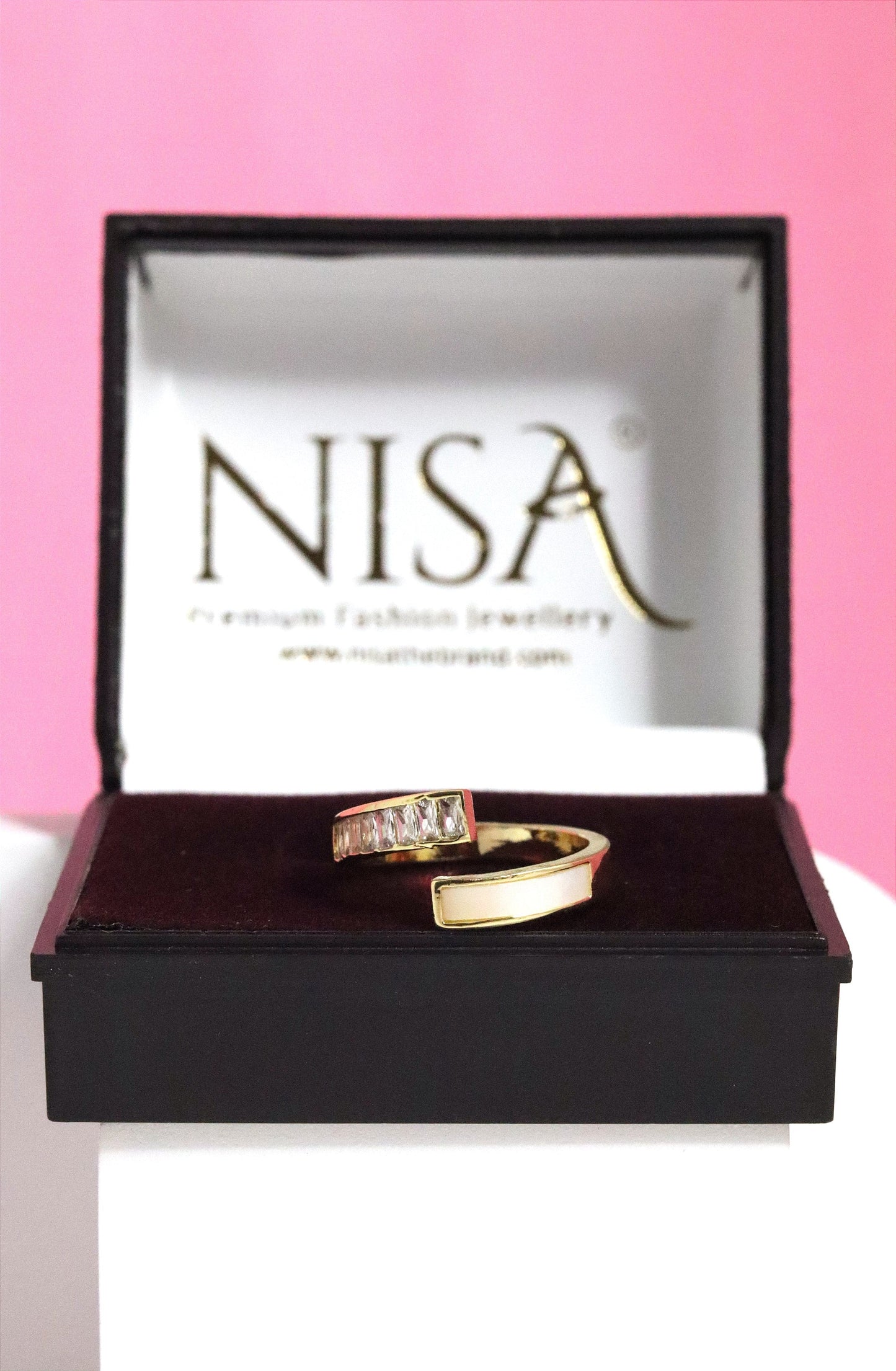 P-Nisa Premium Golden-Polish Delicate Design With Diamonds And Crystal Studded Fingering For Women and Girls