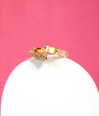 Nisa Premium Golden-Polish Korean-Bamboo Design With Diamonds And White Pearl Studded Fingering For Women and Girls