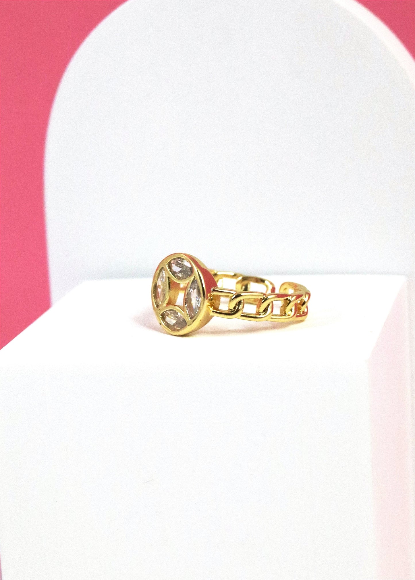 P-Nisa Premium Golden-Polish Round-Quad Design With Diamond And Cystal Studded Fingering For Women and Girls
