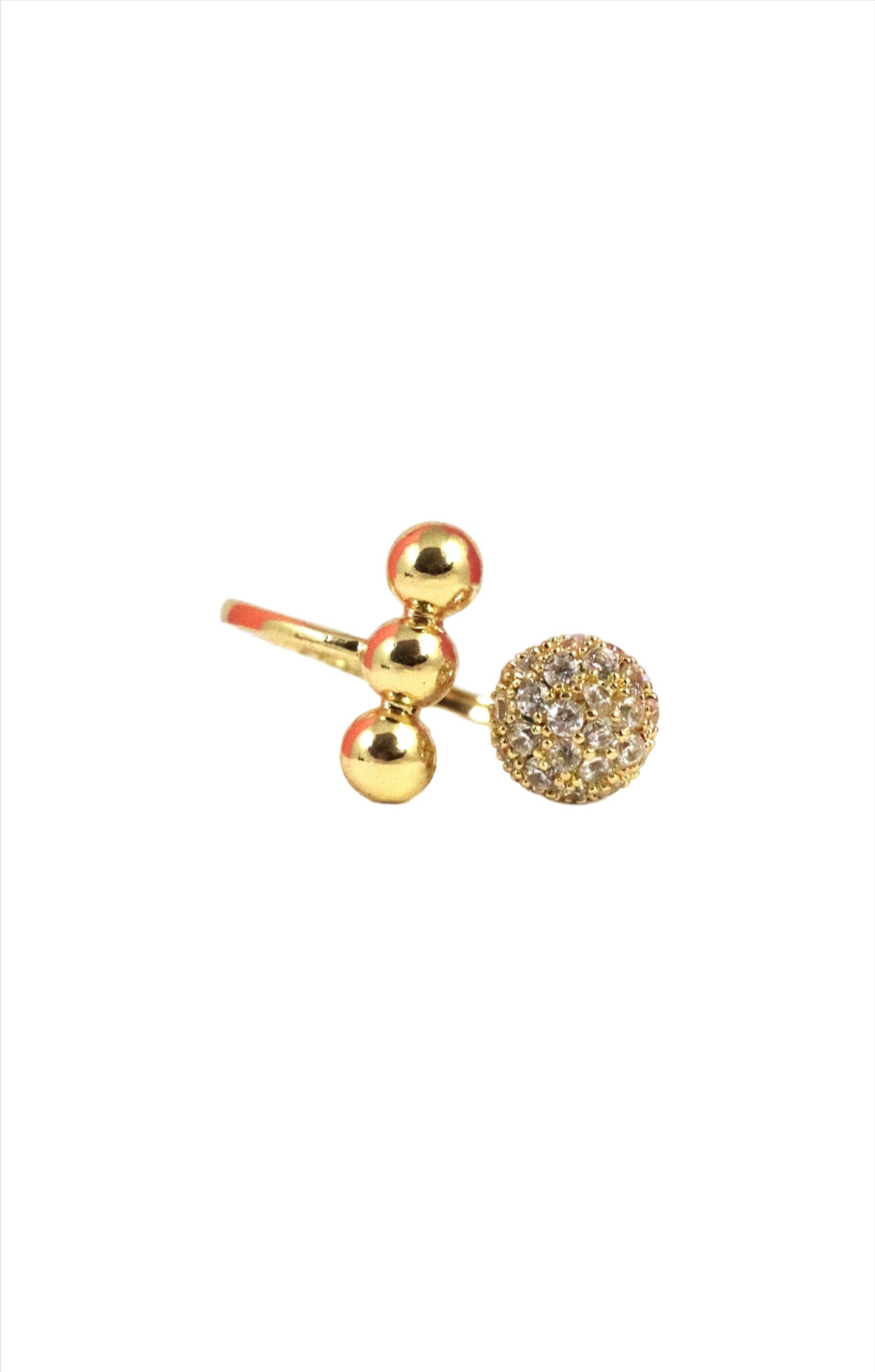 P-Nisa Premium Golden-Polish Spherical-Round Design With Diamonds Studded Fingering For Women and Girls