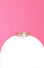 Nisa Premium Rose-Gold Polish Delicate Pretty Design With Diamond Studded Fingering For Women and Girls