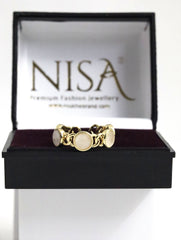 Nisa Premium Golden-Polish Chain Stiff Design With White Pearl Fingering For Women and Girls
